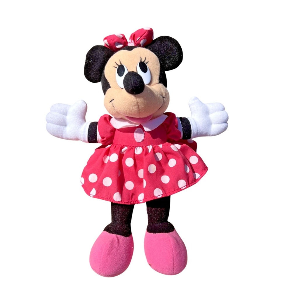 Plush Minnie Mouse Mattel Arcotoys 9 inch Polka Dot Dress Disney Stuffed Toy VTG